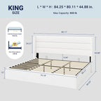 Allewie King Size Velvet Lift Up Storage Bed, Modern Wingback Headboard - Image 2