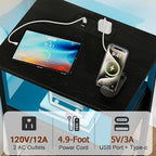 LOAKEKEL LED Night Stand with Charging Station, Small Bedside Table with USB - Image 4