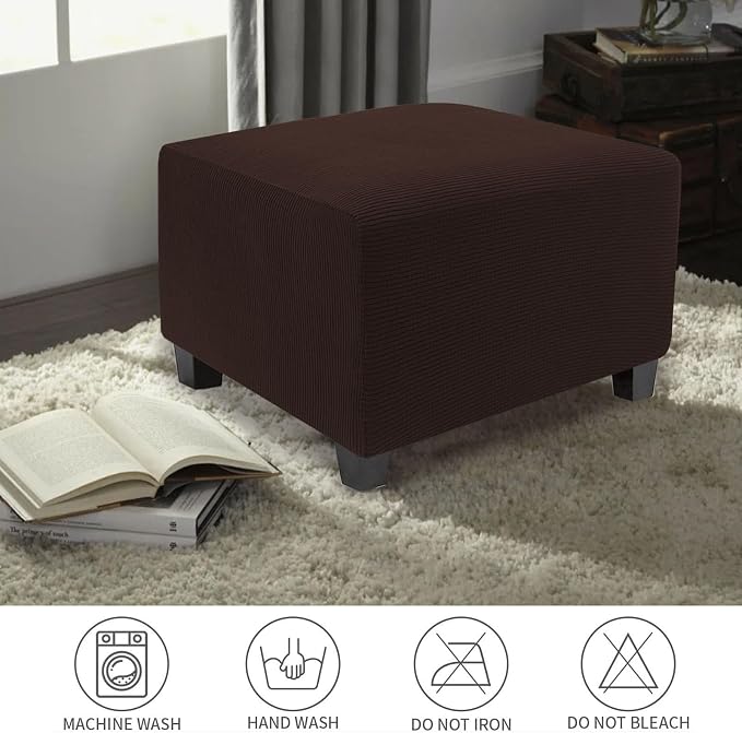 NeColorLife Stretch Ottoman Cover Square Soft Knitted Jacquard Washable Thick - Image 6