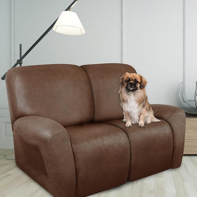 ANARACHON Loveseat Recliner Cover Leather Look Recliner Loveseat Covers - Image 2