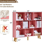 LEYAOYAO 10 Cube Bookshelf, 3 Tier Modern Wide Bookcase - Image 2