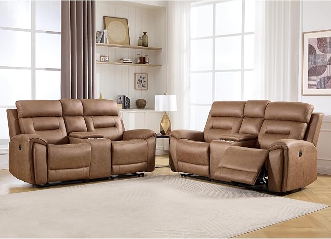 ANJ Oversized Power Reclining Loveseat Sofa Set of 2 by ANJ