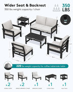 SERWALL HDPE Patio Furniture Set, 7-piece Outdoor Sectional Sofa Set, All - Image 2