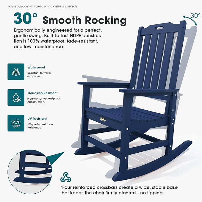 THOEOE Oversized Rocking Chair Set of 4, Outdoor Rocking Chair - Image 3