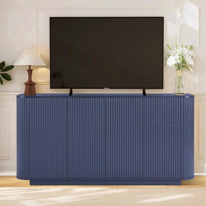LKTART 64" Buffet Cabinet with Storage, Modern Fluted Accent Sideboard Media - Image 3