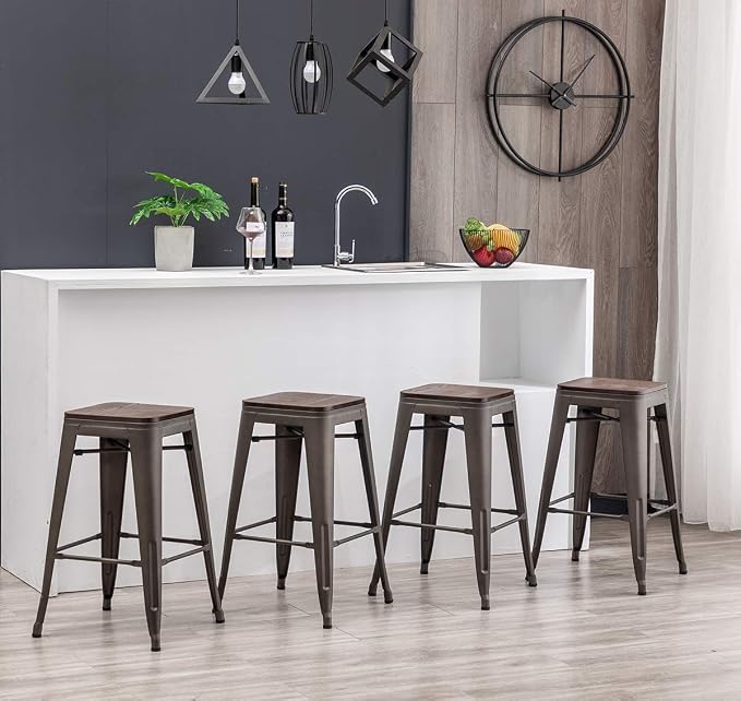 HAOBO Home 24" Backless Metal Counter Stool Height Bar Stools - Image 8