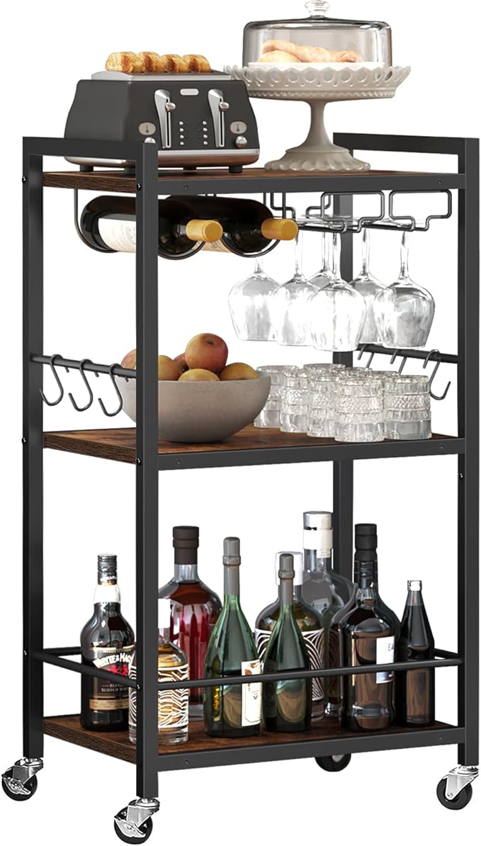 TUTOTAK Bar Cart, Home Bar Serving Cart, Microwave Cart, Drink Cart, Mobile by ChoosetutotakFurnitureBuildYourCozyHome