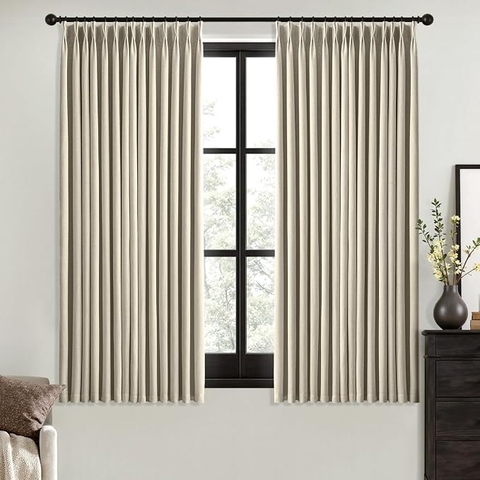 MIULEE Burlywood Birch Pinch Pleated 100% Blackout Curtains 40x63 Inches | Room by MIULEE