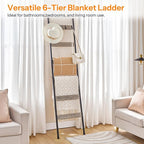 HOOBRO Blanket Ladder, 6-Tier Towel Rack - Image 4