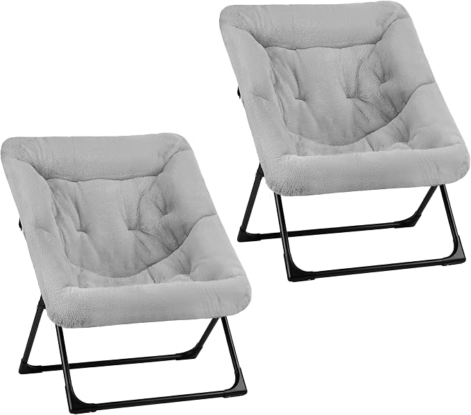Comfy Saucer Chair for Adults, Soft Faux Fur Bedroom Chair, Accent Dorm Chairs by MordchilHF