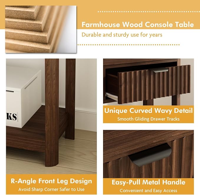 RUSTOWN Fluted Wood Console Table - Image 7