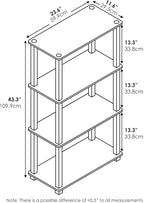 Furinno TURN-S-TUBE Storage Shelves, 4-Tier Book Shelf, Corner Shelf, Toolless - Image 3