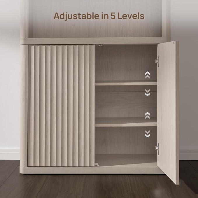 SICOTAS Book Shelf with Doors 71" Tall 6 Tier Bookshelf with Adjustable Shelves - Image 5