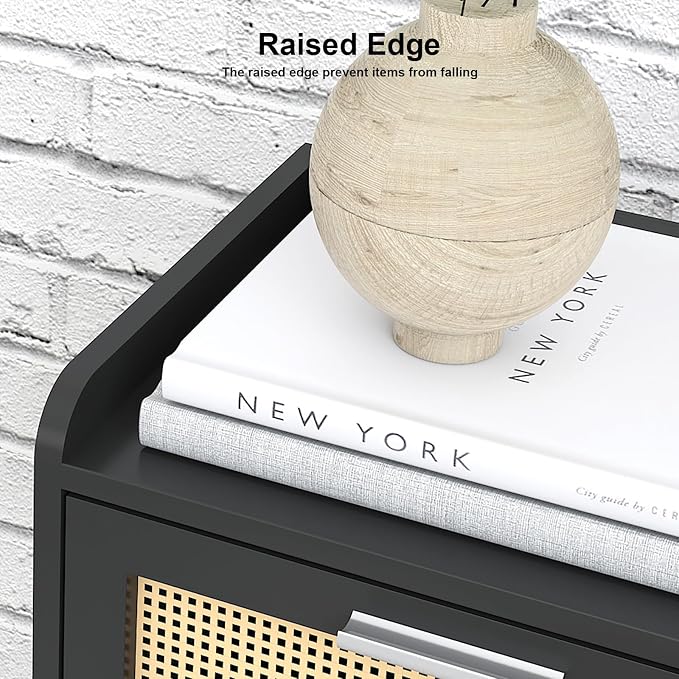 LAATOOREE Nightstand Set of 2, Small Black Bedside Table, End Table - Image 7