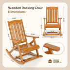VINGLI Wooden Porch Rocking Chair, Heavy Duty Outdoor Rocking Chair - Image 6