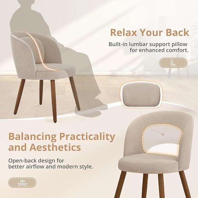 LUE BONA Dining Chairs Set of 4, Modern Upholstered Kitchen Chairs - Image 3