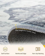 RELEANY Washable Area Rug, Water Repellent, Pet Friendly, Vintage Floral Boho - Image 3