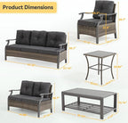 Outdoor Patio Furniture Set, 6 Pieces Outdoor Conversation Sets - Image 2