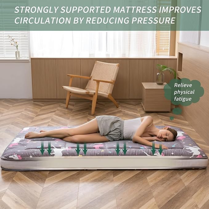 MAXYOYO Unicorn Pattern Futon Mattress, Padded Japanese Floor Mattress Quilted - Image 3