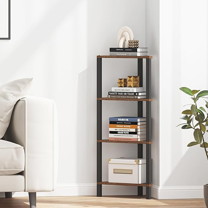 TUTOTAK Corner Shelf, 4-Tier Corner Bookshelf - Image 5