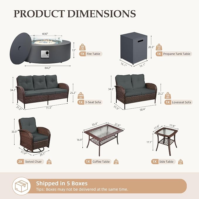 UPHA 8 Pieces Patio Furniture Set - Image 2