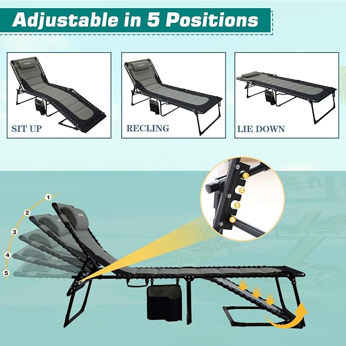Outdoor Folding Lounge Chair Padded - Image 4