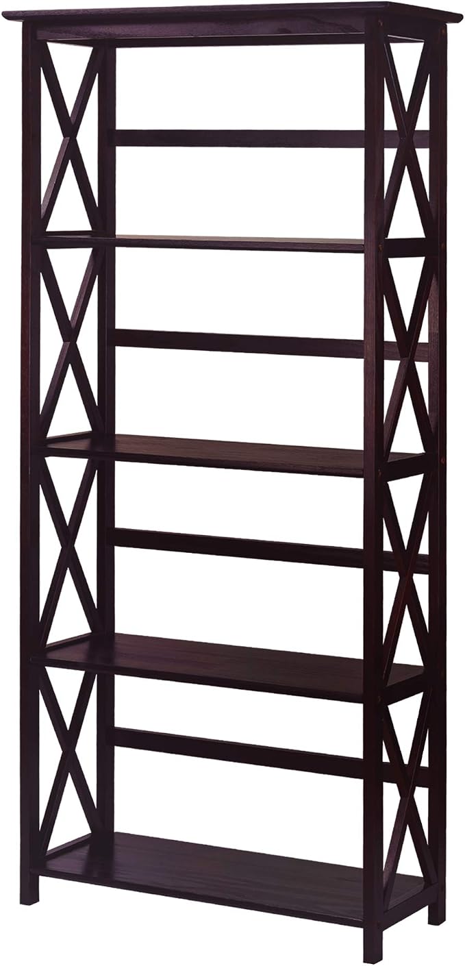 Montego 5-Shelf Bookcase-Espresso by CasualHome