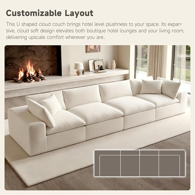 130" Modern Boneless Cloud Couch, Sectional Couches - Image 10