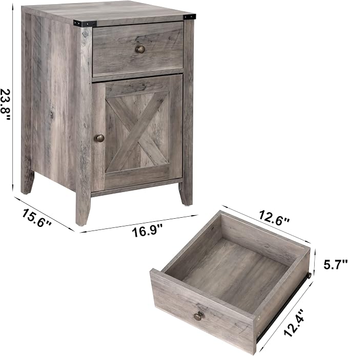 Betterhood Barnwood Rustic Farmhouse Nightstand, Side Table - Image 4