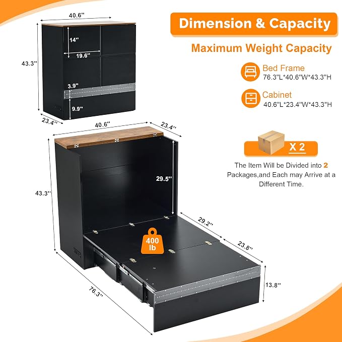 VINGLI Twin Size Murphy Bed - Image 3