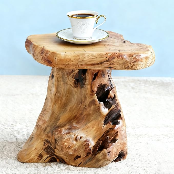 13.8" Cedar Stump Stool, Natural Wooden Side Table, Plant Stool, Live Edge - Image 4
