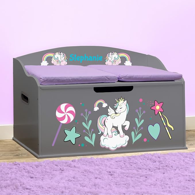 DIBSIES Personalized Creative Wonders Toy Box, Unicorns & Rainbows, 30 x 19.25 - Image 3
