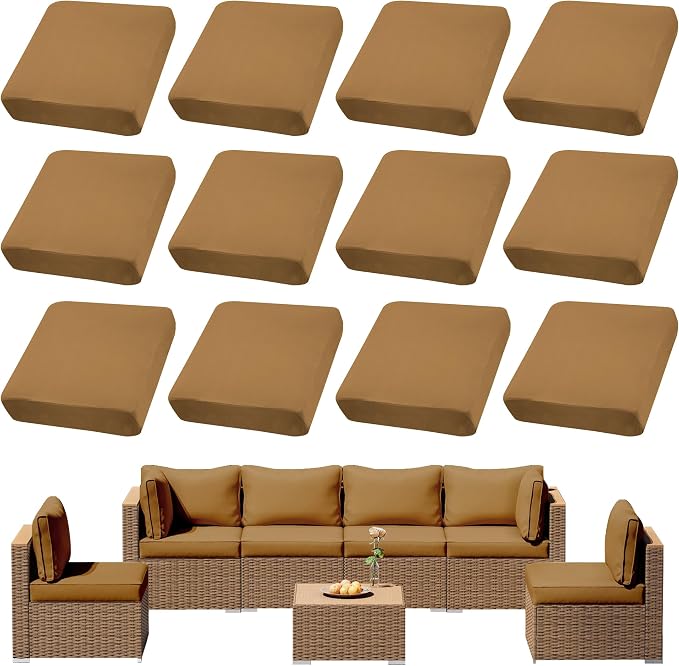 12Pcs Outdoor Cushion Covers, Elastic Patio Cushion Covers | Washable, by dreahoteztil