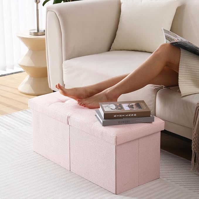 Storage Ottoman Bench Foldable Seat Footrest Shoe Bench End of Bed Storage - Image 4