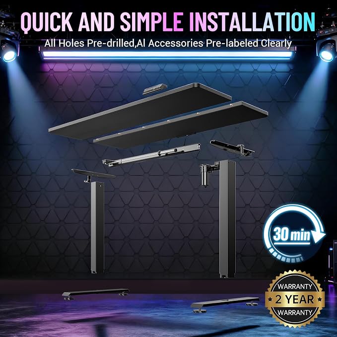 Veken 55 Inch Large Electric Standing Gaming Desk, Heights Adjustable, Sit to - Image 5