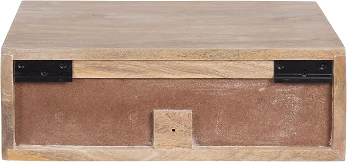 Kate and Laurel Mirza Transitional Carved Wood Floating Side Table, Natural Wood - Image 7