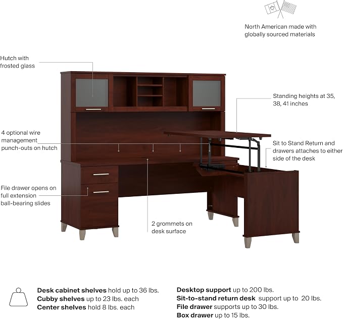 Bush Home 72-Inch L-Shaped Sit to Stand Desk - Image 8