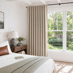 Linen Textured Total Blackout Sliding Door Curtains 84 Inches Long, Oatmeal | - Image 5