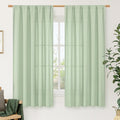 Light Green Linen Window Curtains 63 Inch Length by LAMIT