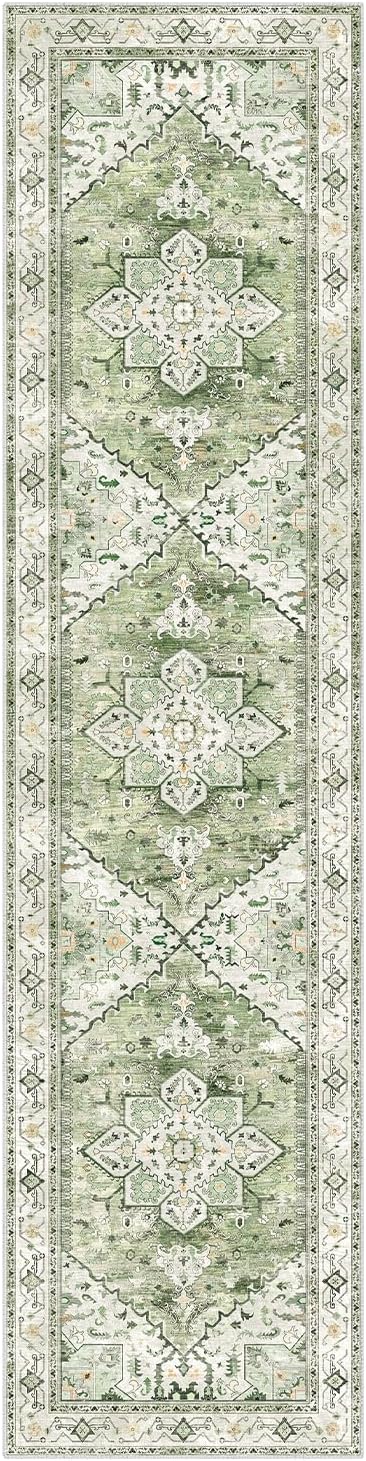 Yamaziot Washable Runner Rug, 2x8 Non-Slip Boho Vintage Hallway Kitchen Rug | - Image 3
