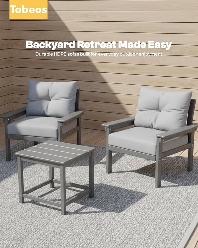 HDPE 7 Piece Patio Furniture Set, All-Weather Outdoor Couch Set - Image 7