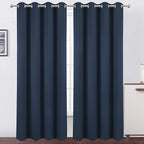 Navy Blue Blackout Curtains 52 x 84 inch/Set of 2 Curtain Panels Room Darkening by Lemomo
