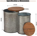 Poofzy Farmhouse End Tables Set of 2, Galvanized Metal Decor Side Table - Image 3