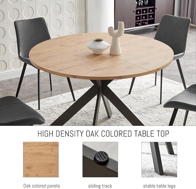 Zerifevni 46.4" Round Dining Table Set, Mid Century Modern Round Dining Table - Image 4