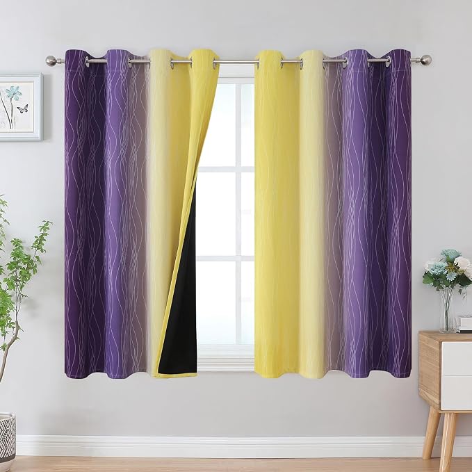 Yellow and Purple Ombre Blackout Curtains by ESTELARTEXTILER