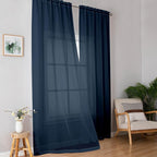 Simplebrand Blue Sheer Curtains 96 Inches Long, Light Filtering Rod Pocket by Simplebrand