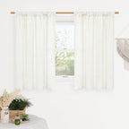 Semi Sheer Natural Linen Curtains 45 Inches Long by LAMIT