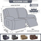 TAOCOCO Recliner Loveseat Slipcover, 6 Pieces Dual Recliner Sofa Covers - Image 4