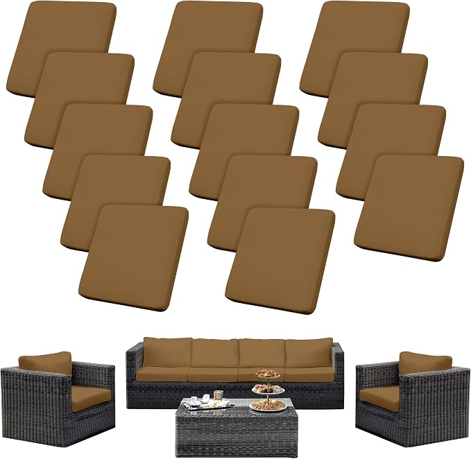 14PCS Patio Cushion Covers, Patio Furniture Couch Seat Slipcovers | Washable by SUKAIKEQA