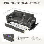 67" Small Loveseat Couch with Storage, USB Charging and Cup Holder, Space - Image 3